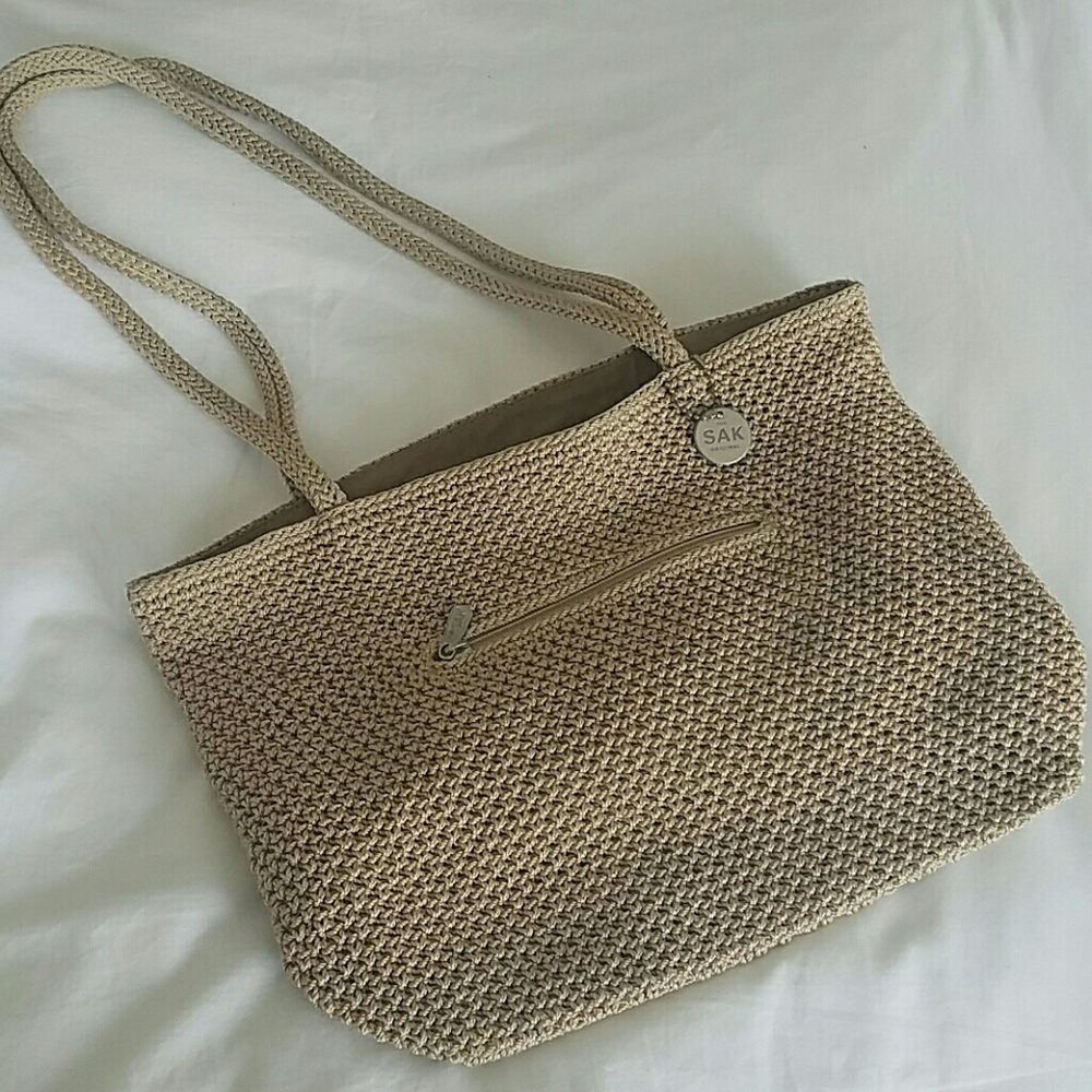 Vintage Original 14"x10 The Sak crocheted bag Saks 5th Avenue